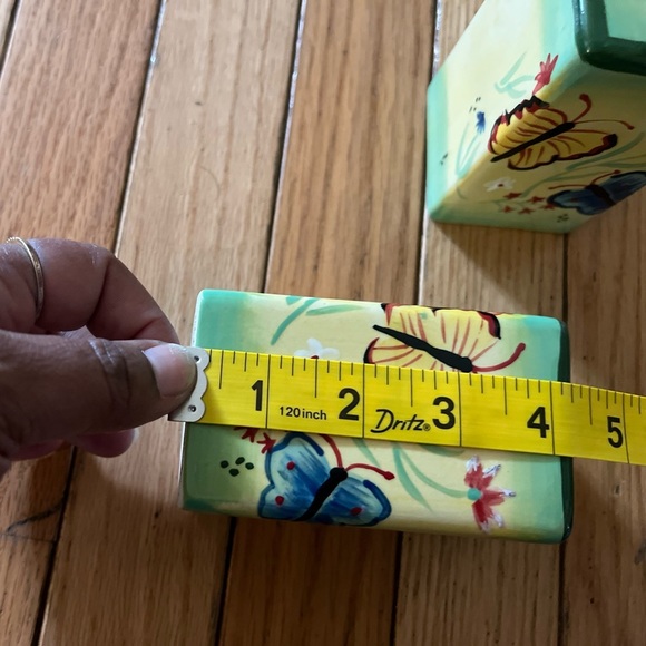 vintage ceramic salt and pepper shakers Rectangle Butterfly Hand Painted - Picture 6 of 8